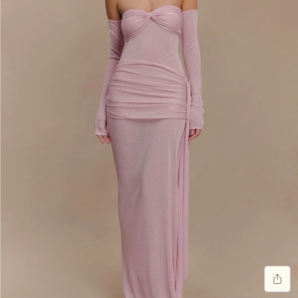 Meshki Knit Strapless Pink Gown